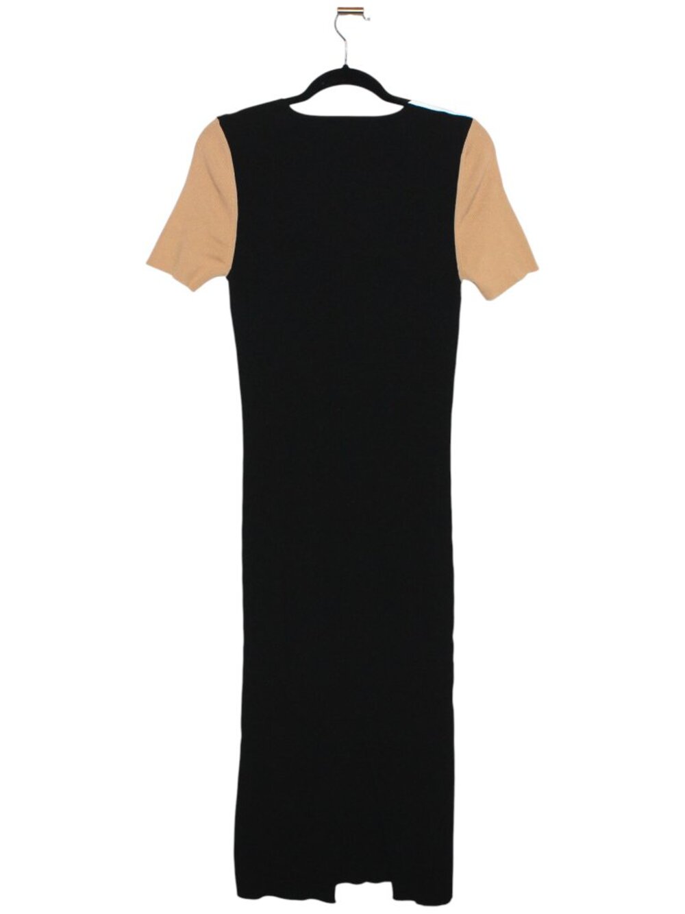 Fabrika Ribbed Midi Dress Black White & Beige Colorblock Size Large - Picture 4 of 8